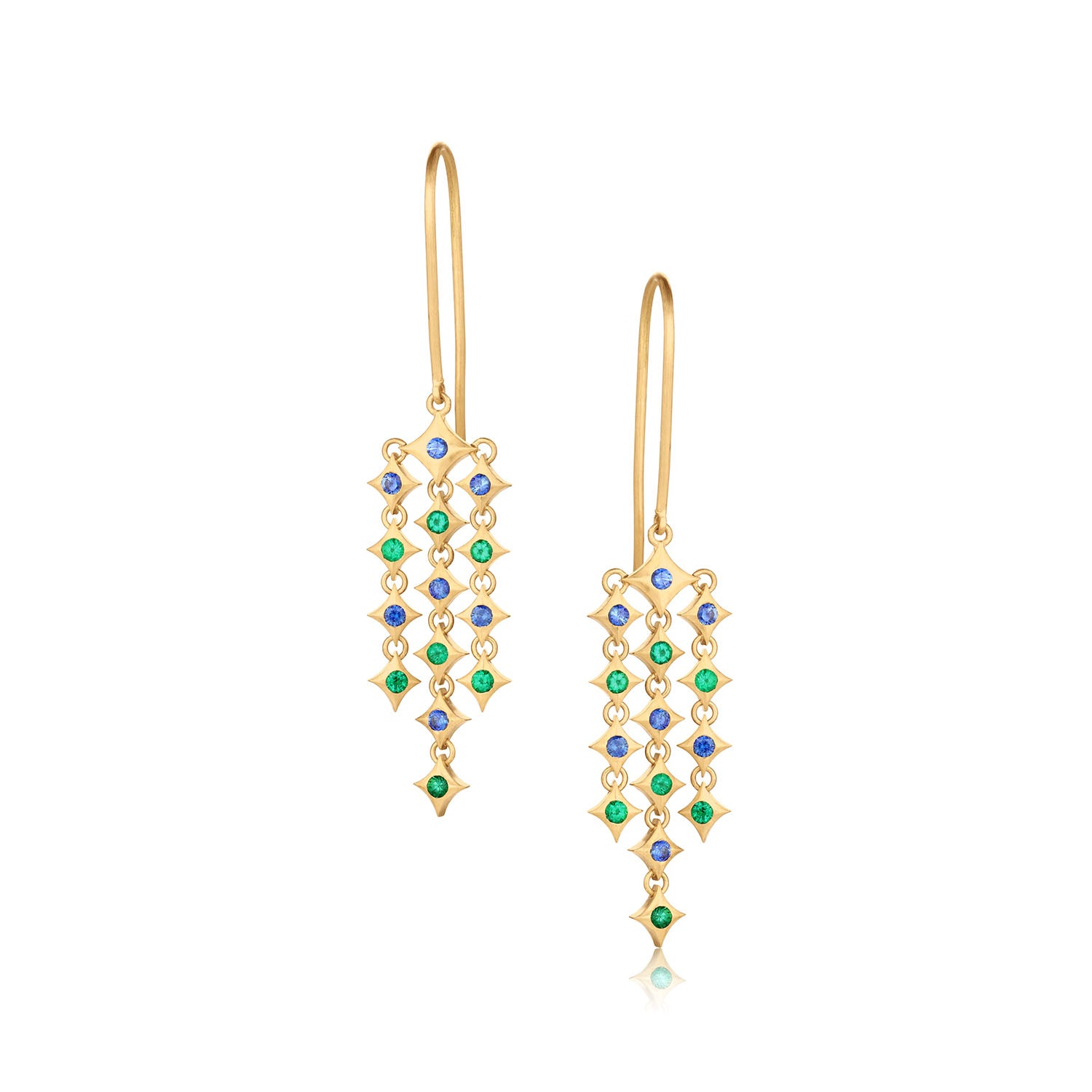 Nicole Sapphire and Emerald Chandelier Earrings