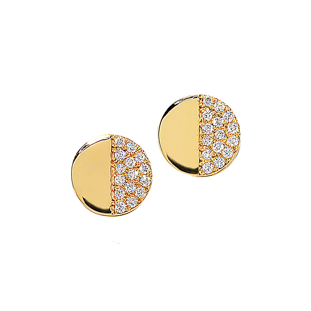 Disc Diamond Earring Studs