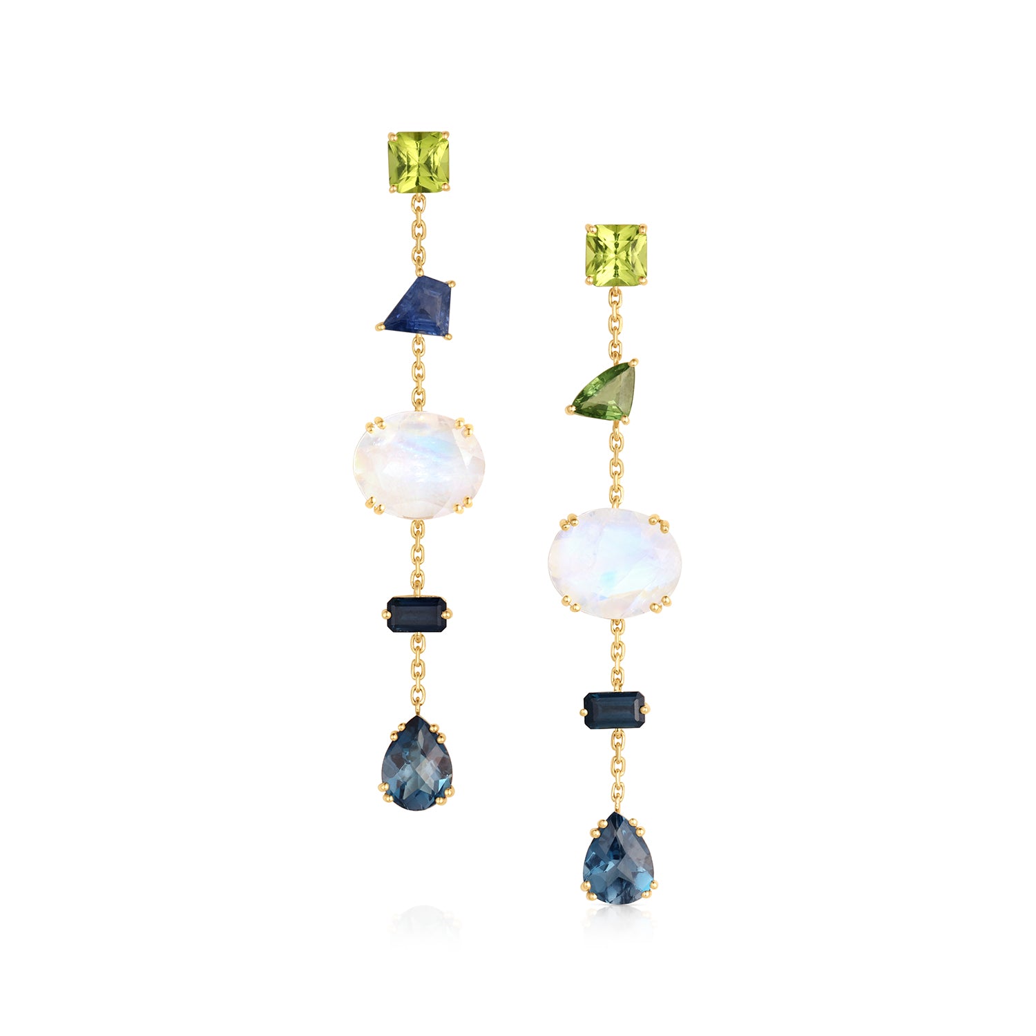 One Of A Kind Multi Stone On Chain Earrings
